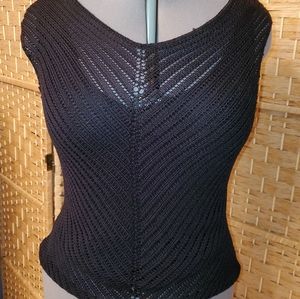 Black Crochet Sleeveless Top, 12/L